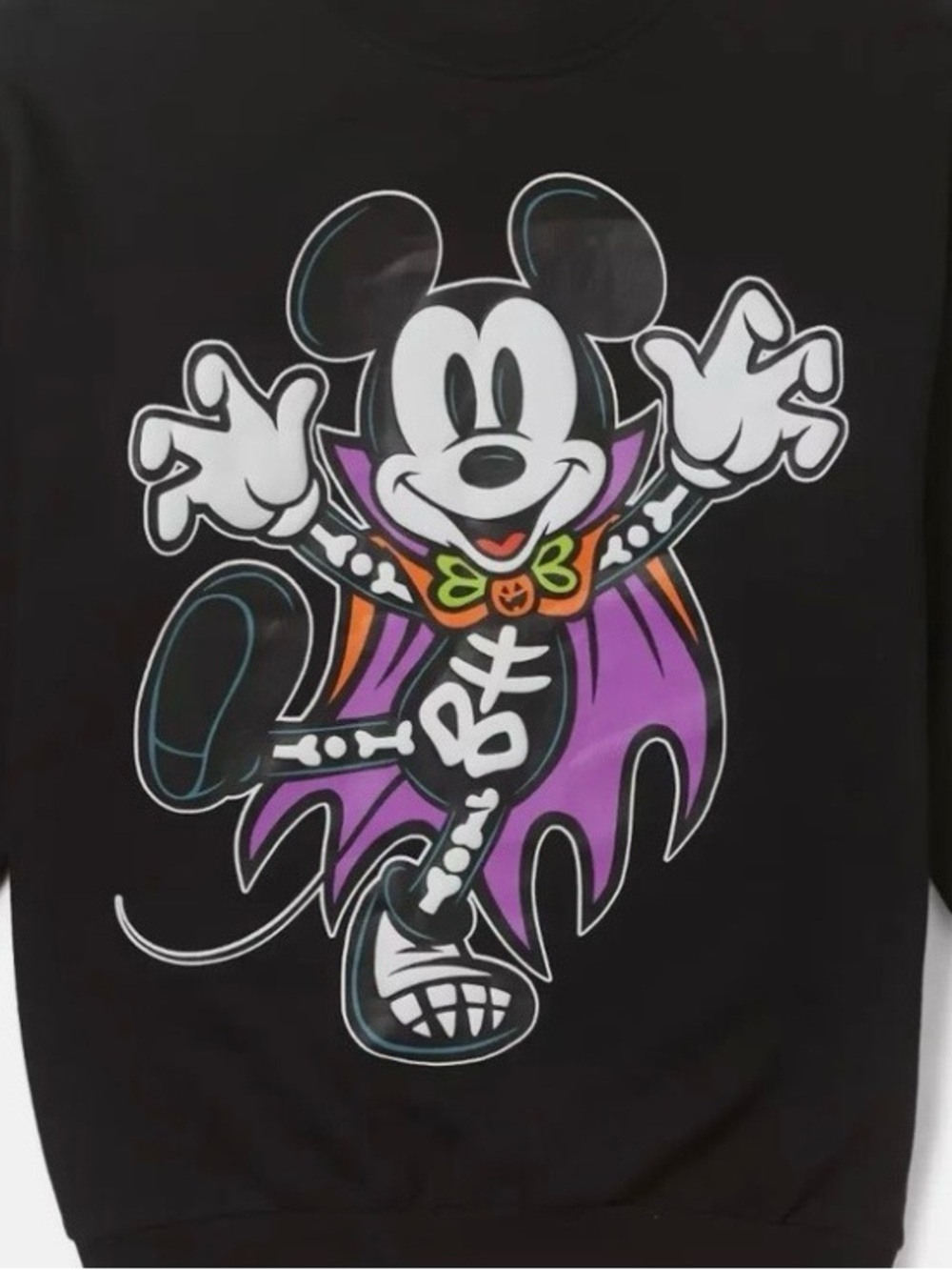 Disney Mickey Mouse Skeleton Vampire Sweatshirt Graphics on Both Sides -Size L - Picture 2 of 4